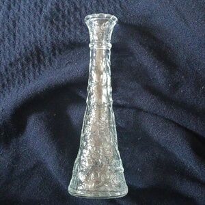 Vintage Clear Bud VaseTextured Glass Bottle